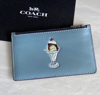 COACHケース NEW COACH BLUE/MULTI ICE CREAM SUNDAE ZIP CARD CASE 20473 | eBay