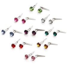 Sterling silver & 3mm CZ Crystal Andralok Stud Earrings Studs