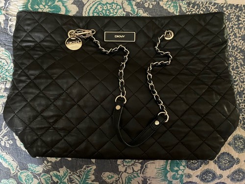 DKNY gesteppte Nappaleder Handtasche schwarz gold Hardware - Bild 3 von 7
