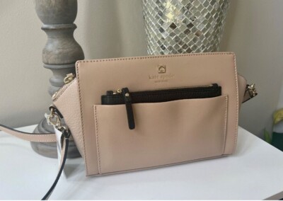Kate Spade Beige TanHadley Street Adelia LEATHER Crossbody Messenger Bag