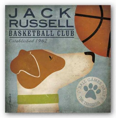 DOG ART PRINT Jack Russell Basketball Club Stephen Fowler UK