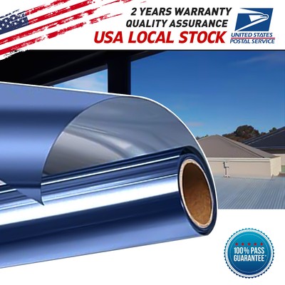20''x118'' Window Tint One Way Mirror Film Heat Reflective Car Office Heat Blue