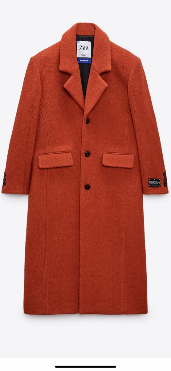 100% Authentic ZARA Orange Wool Blend Oversized Coat 100% Authentic ZARA Orange Wool Blend Oversized Coat