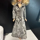 Vtg Barbie fashion doll size Clone Mego Maddie Mod Snake skin Maxi coat jacket