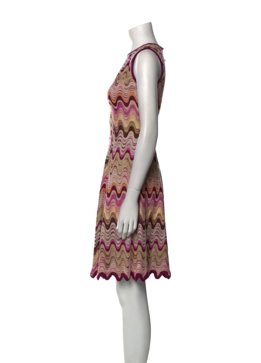 $1870 MISSONI DRESS WAVE STRIPE ZIGZAG ORANGE LABEL PURPLE $1870 MISSONI DRESS WAVE STRIPE ZIGZAG ORANGE LABEL PURPLE