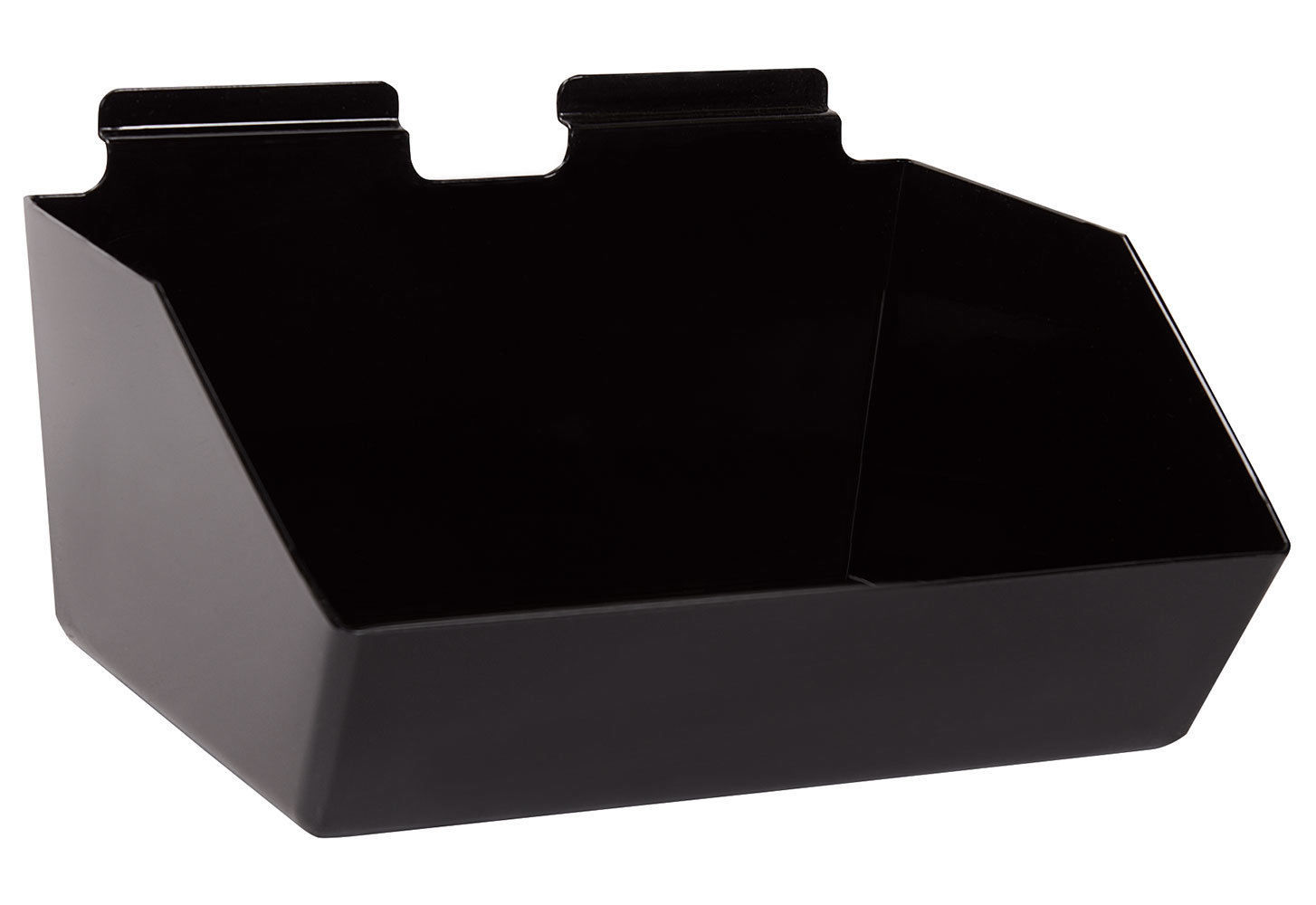6 Slatwall Bins Dump Acrylic Black 12” x 9 ½” x 5 ½” Slat Wall Retail