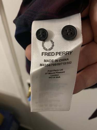 Fred Perry Tartan Long Sleeved Button Shirt Medium Brand New With Tags - Picture 21 of 22