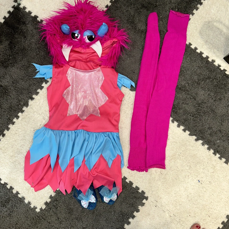 Vestido Disfraz Monstruo Azul Rosa Difuso 3-4T Halloween con Tacones y Calcetines Foto 2 de 4