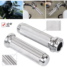 Chrome 1" Handlebar Hand Grips For Harley Touring Road King Electra Glide Dyna