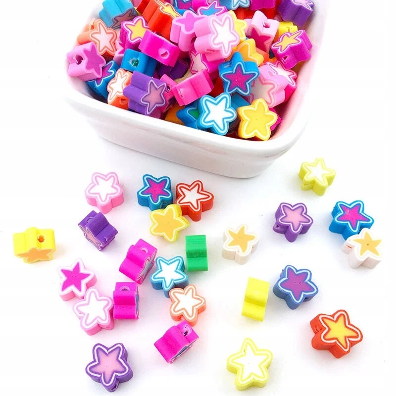 Polymer Ton Perlen für Armband bunte Sterne Farbig DIY 100 Stück - Bild 2 von 4