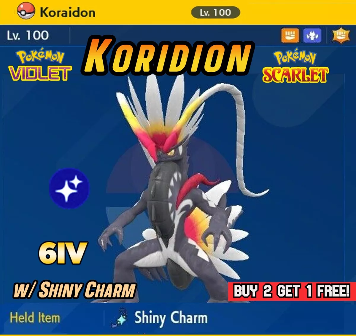 Shiny Koraidon - SHINY 6IV POKEMON SCARLET AND VIOLET ✨