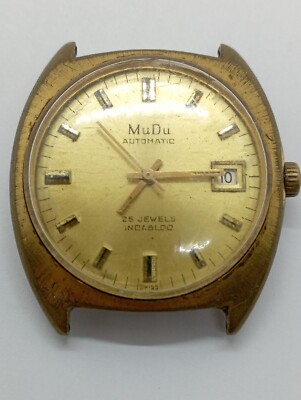 Vintage MuDu Automatic Gold Plated Watch Cal. ETA 2783 Swiss Made Good Balance 