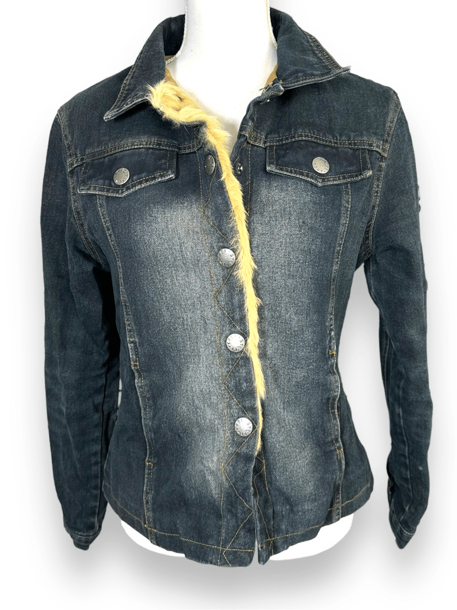 Y2K Street Code Sandblasted Dark Denim Jacket With Rabbit 