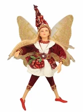 12" Girl Flower Fairy Handmade Festival Hanging & Sitting Ornament(RED&GOLD)