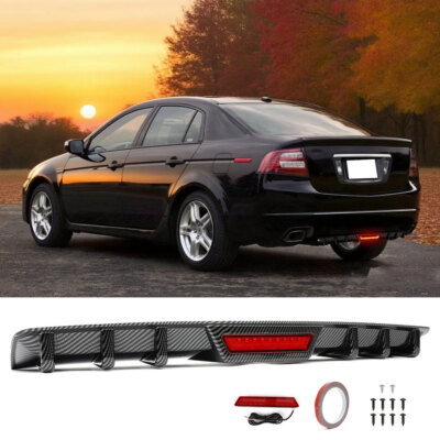 For Acura TL 2004 2008 Rear Bumper Diffuser Splitter Spoiler Lip w/ Led Light