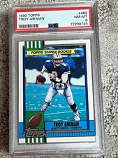 PSA 8 NR MINT FOOTBALL CARD 1990 TOPPS HOF ROOKIE TROY AIKMAN DALLAS COWBOYS. rookie card picture
