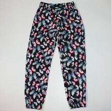H M Girl's Navy Blue with Allover Butterfly Print Pants in size 8-9
