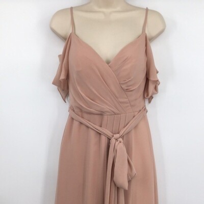 blue dress for baby girl Blush Pink Off the Shoulder Bridesmaid Dress with Slit – FancyVestido main image 1
