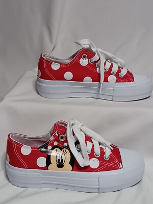 Disney Mini Mouse Canvas Red & White Polka Dot Tennis Shoe Women's 6