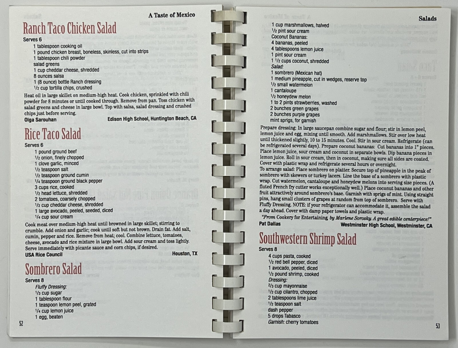 A Taste of Mexico: Mexican, Southwest and TexMex Favorites -1997 Spiral-Bound PB