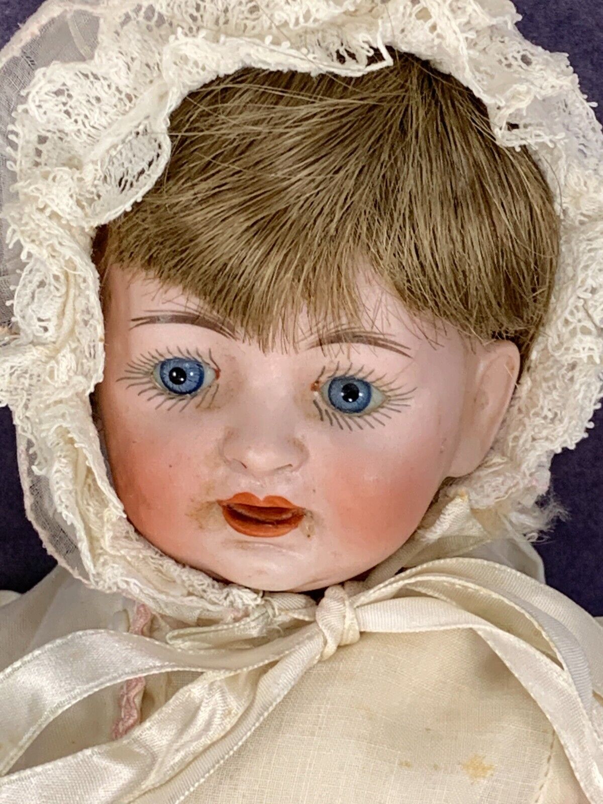 Antique Hertel Schwab 152 Baby, 15 IN, Antique German Bisque Doll Antique  Wig