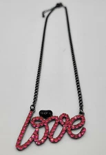 Love Spellout Necklace 18" Chain Fashion Costume Womans Valentines Bling