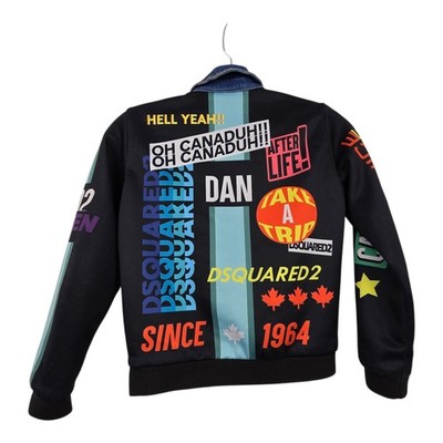 Dsquared2 Denim Graphic Jacket Kids Sz 12 EUC Be f*!@ Kind Canada Caten Italy