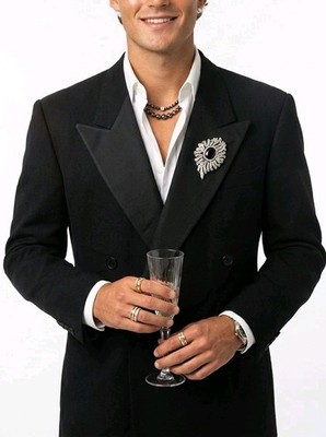 Vtg 50s After Six Rudofker Double-Breasted Pure Wool Men Tuxedo Jacket 40R M