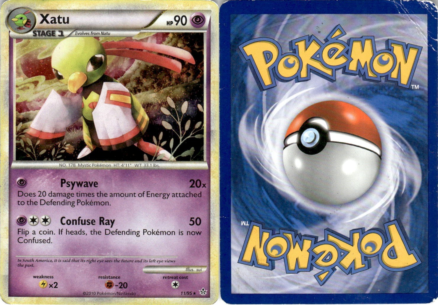 Xatu 11/95 Holo Rare HGSS Unleashed Pokemon HP CREASE SEE PICS