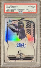 MINT  2023  Bowman 1ST Chrome REFRACTOR AUTO/499 Dyan Jorge Rockies PSA 9