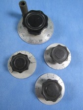 Lot 4 Bakelite Scalloped Control Knobs w/ Graduated Dial Scales Rotary Vintage