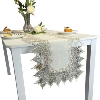 Stylish Embroidery Lace Tablecloth Runner Washable Multiple Sizes Kitchen Decors