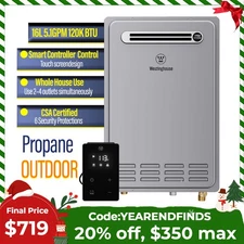 Propane Tankless Water Heater Outdoor 5.1 GPM 120,000 BTU Instant Hot On-demand