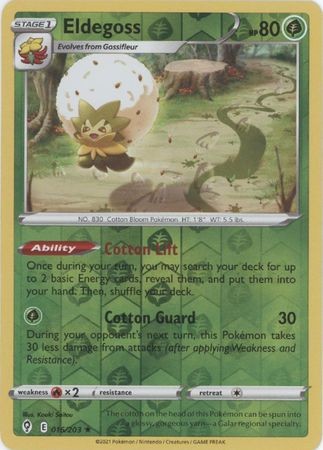 ELDEGOSS 016/203 EVOLVING SKIES POKEMON (REVERSE HOLO, NM)