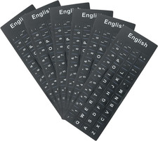 6PCS Universal English Keyboard Letter Stickers, Black and White, Vinyl, Matte,