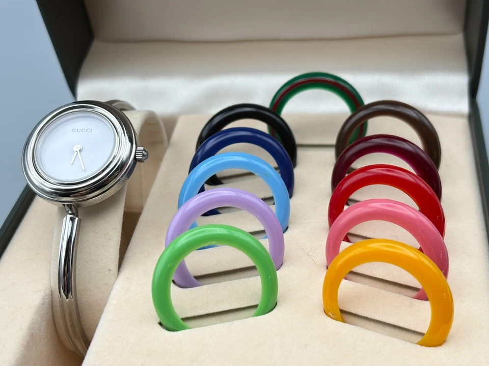 [NEAE MINT W/Paper] Gucci Change Bezel 11/12 Women Watch Silver 12 Colors - image 3 of 4