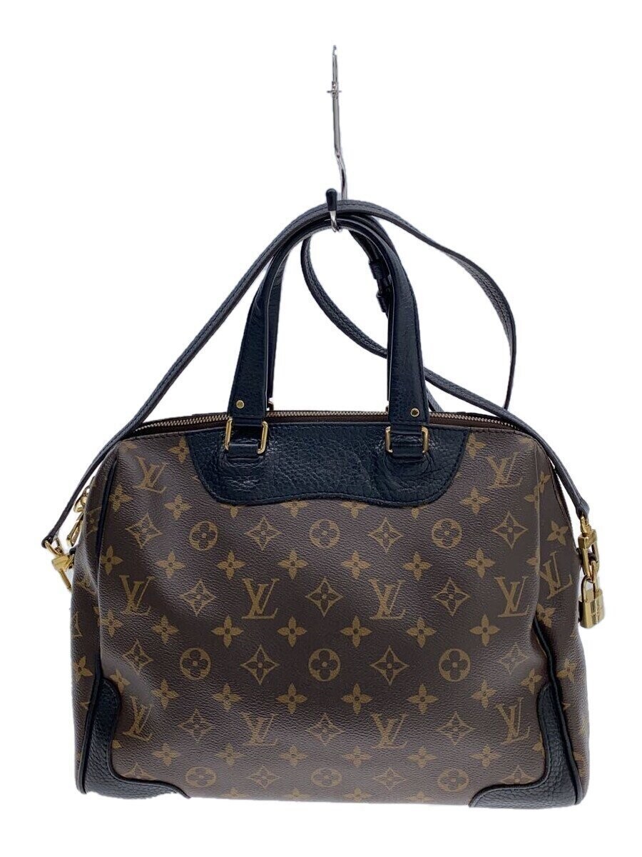 Louis Vuitton Retiro Monogram Canvas Tote Shoulder Bag Brown Black PVC M50058
