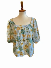 a.n.a A New Approach Sz XL Floral Blouse Balloon Sleeves NWT
