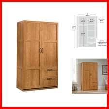 Highland Oak Storage Cabinet with Adjustable Shelves Drawers