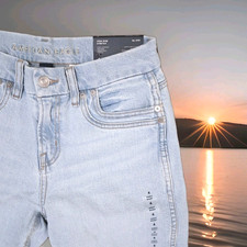 American Eagle Blue Jeans Womens Size 4 Short High-Rise Curvy Straight Acid Wash