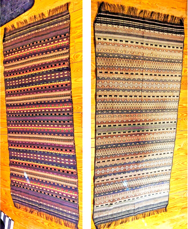 1980s South American Hand Woven Table Runner- Brown Beige Black Purple 34"x76"