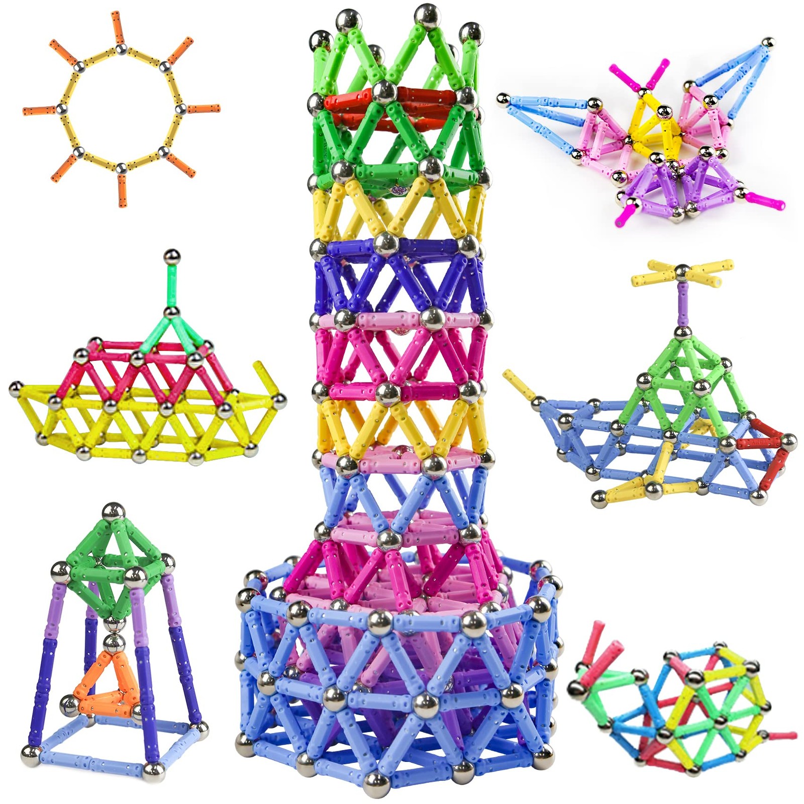 Bâtons magnétiques de 320 pièces : jeu de construction éducatif en ABS pour enfant