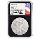 2018 Silver Eagle NGC MS70 Mike Castle Signed First Day Of Issue Label