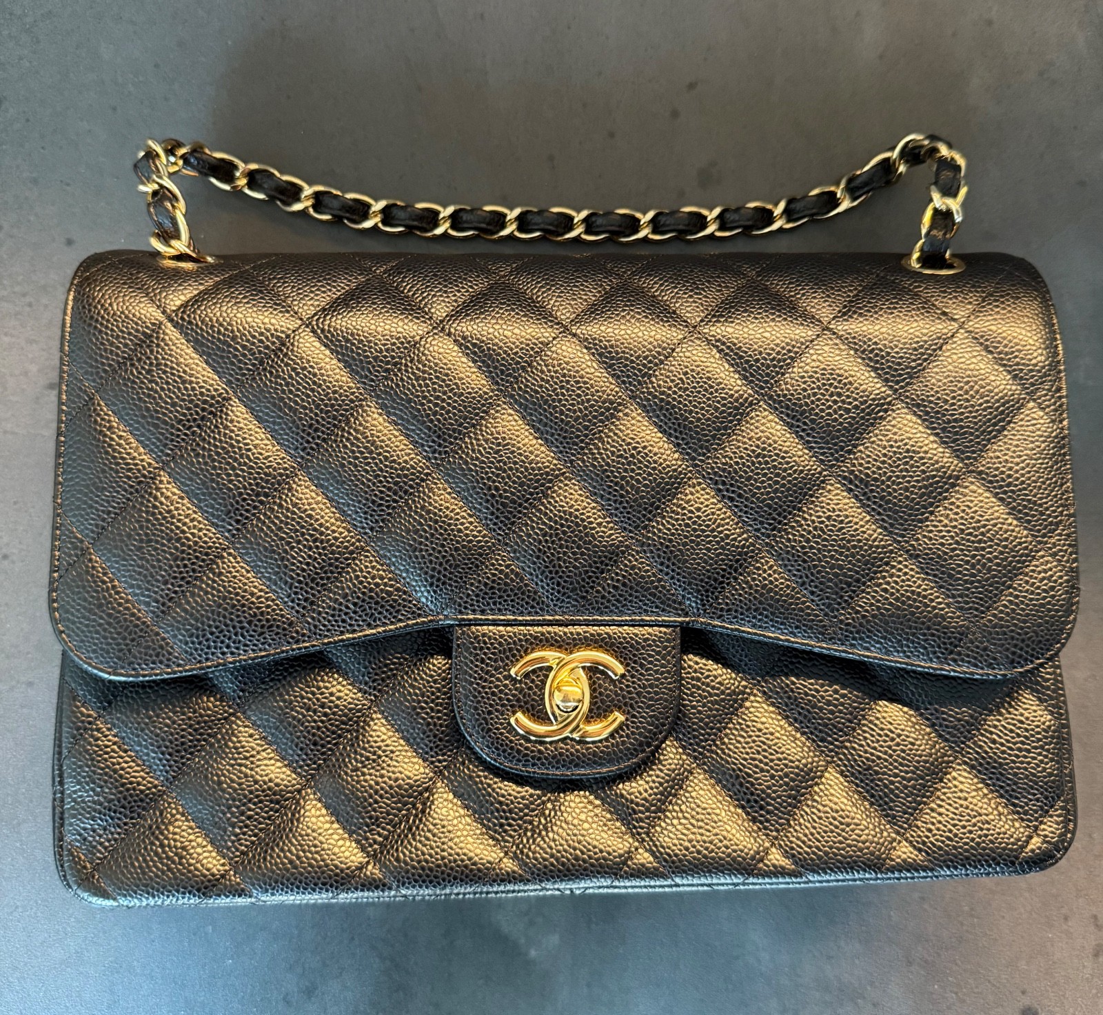 Chanel Jumbo Double Flap Bag Black Caviar  Leather Authentic image 8