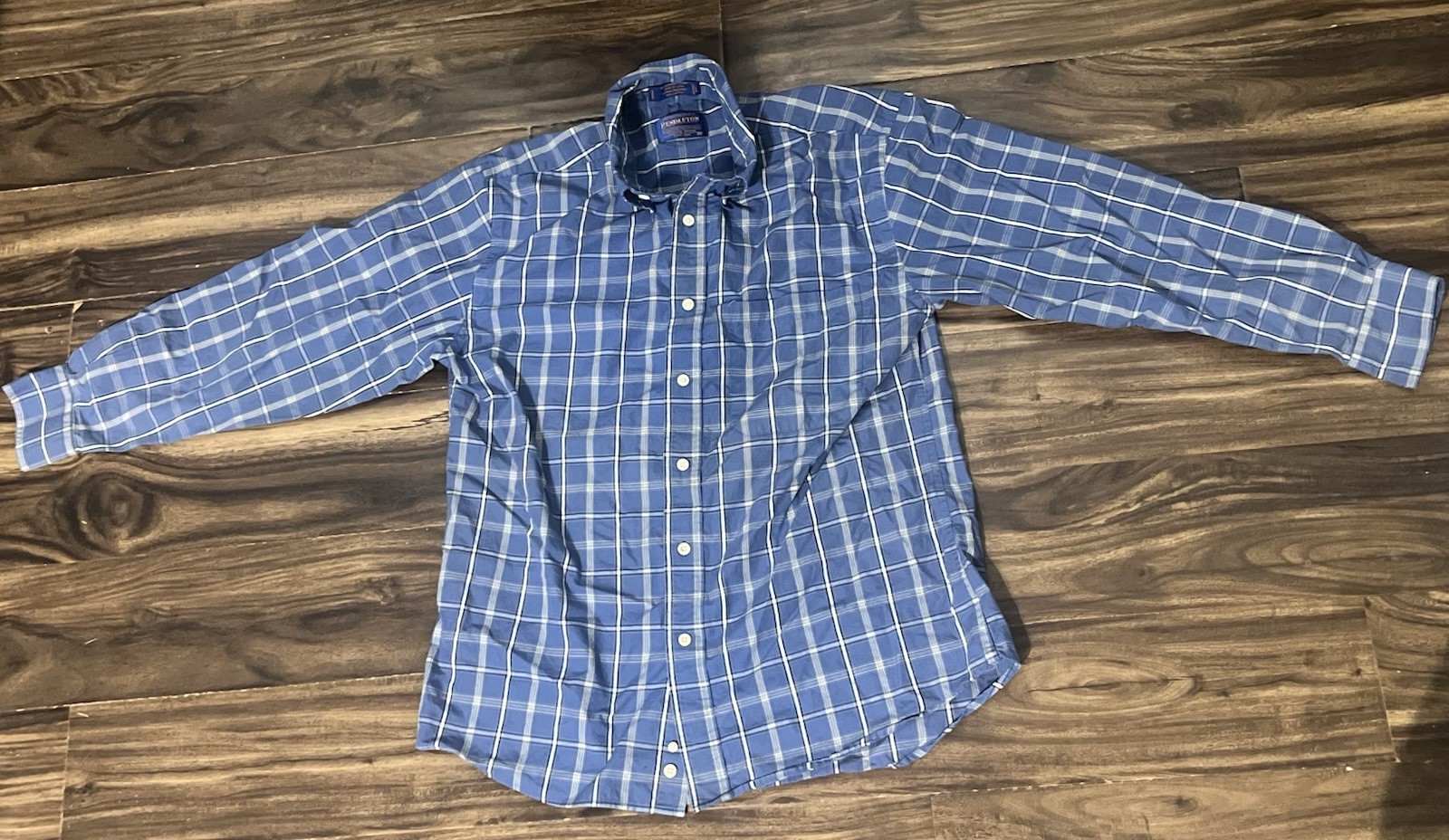 Pendleton Mens Medium Plaid Button Down Shirt Blu… - image 1