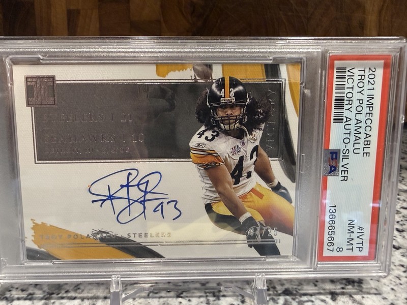 2021 Panini - Impeccable Victory Autographs Troy Polamalu #IV-22 /25 POP 2!