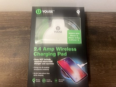 U Youse 2.4 Amp Qi Wireless Charging Pad (iPhone 8, 8 Plus& X )Brand New Sealed