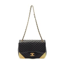 Chanel V-Stitch Lambskin Shoulder Bag Women Black One Size