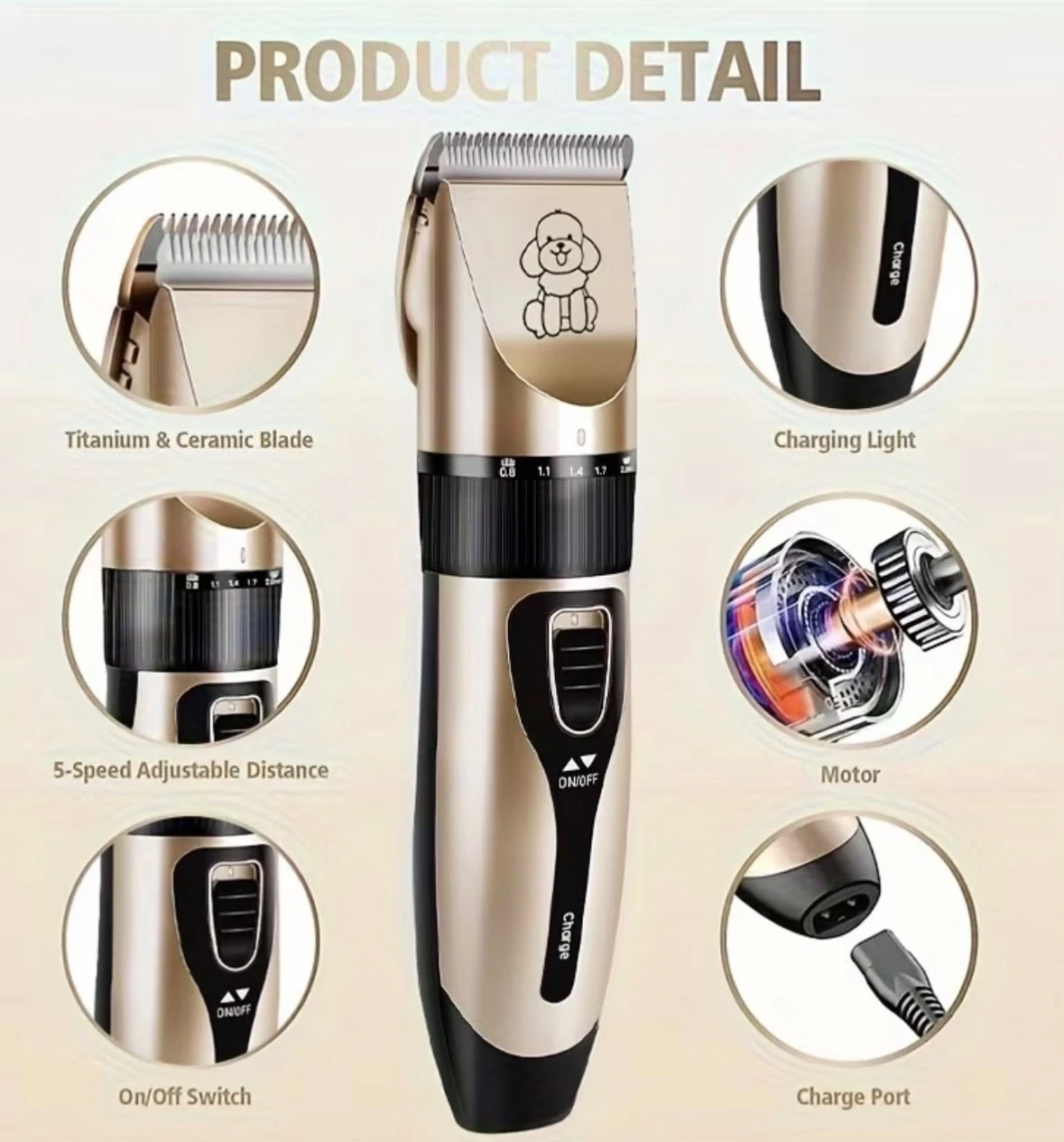 Professional Pet Grooming Kit - Electric Clipper with Brush, Comb & USB Charging