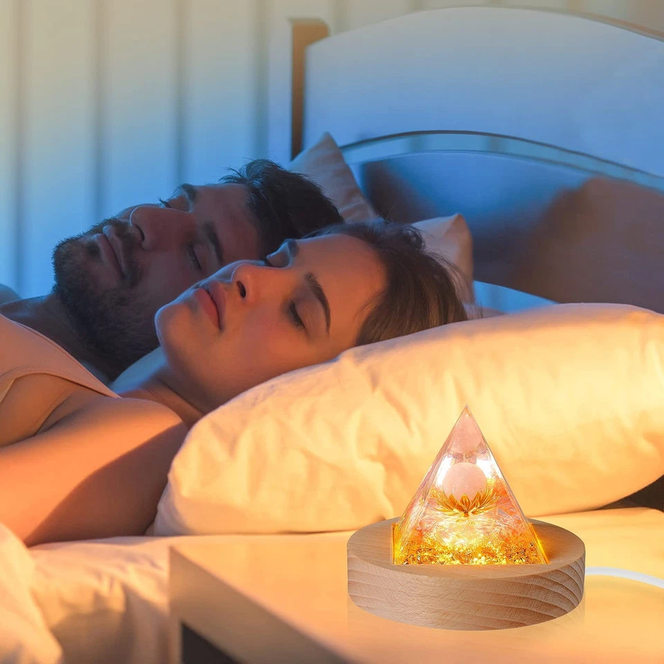 Base de Luz LED para Pirámide de Orgón, Interruptor Ajustable LED de 3 Colores Base de Madera... Foto 4 de 4